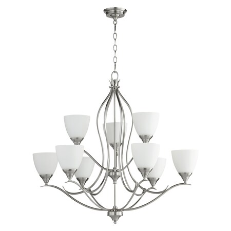 Quorum Fall Flora 9Lt Gls Satin Nickel 614-9-65
